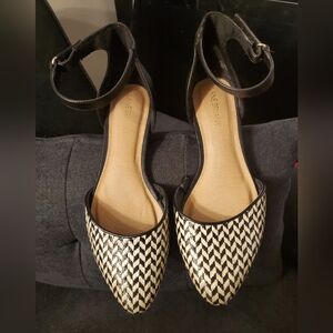 Herringbone Slingback Flats with Small Heel